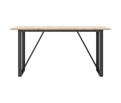 vidaXL virtuves galds, O-rāmis, 140x80x75 cm, priedes koks, čuguns