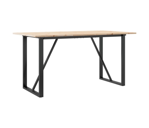 vidaXL virtuves galds, O-rāmis, 140x80x75 cm, priedes koks, čuguns