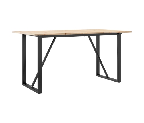 vidaXL virtuves galds, O-rāmis, 160x80x75 cm, priedes koks, čuguns