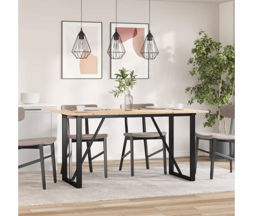 vidaXL virtuves galds, O-rāmis, 160x80x75 cm, priedes koks, čuguns