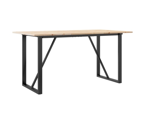 vidaXL virtuves galds, O-rāmis, 160x80x75 cm, priedes koks, čuguns