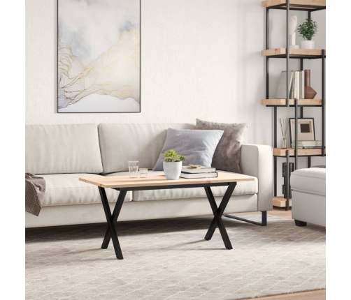 vidaXL kafijas galdiņš, X-rāmis, 100x50x45 cm, priedes koks, čuguns