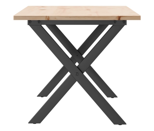 vidaXL kafijas galdiņš, X-rāmis, 100x50x45 cm, priedes koks, čuguns