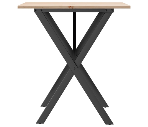 Virtuves Galds, X-Rāmis, 70X70X75 Cm, Priedes Koks, Čuguns Vidaxl