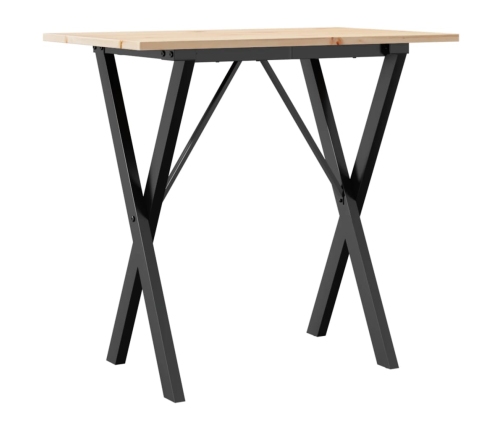 vidaXL virtuves galds, X-rāmis, 80x50x75 cm, priedes koks, čuguns