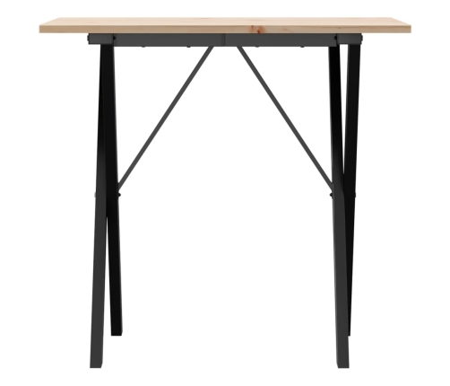 vidaXL virtuves galds, X-rāmis, 80x50x75 cm, priedes koks, čuguns