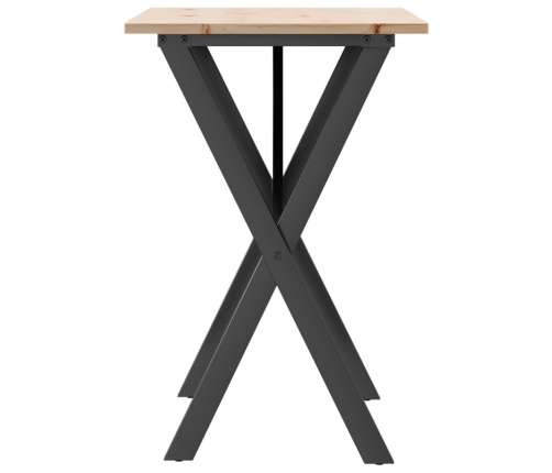 vidaXL virtuves galds, X-rāmis, 80x50x75 cm, priedes koks, čuguns