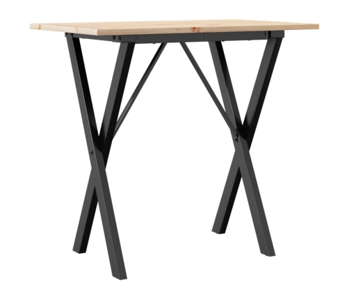 vidaXL virtuves galds, X-rāmis, 80x50x75 cm, priedes koks, čuguns
