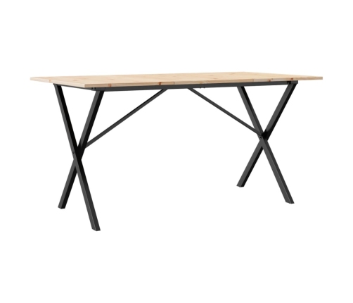 Virtuves Galds, X-Rāmis, 140X80X75 Cm, Priedes Koks, Čuguns Vidaxl