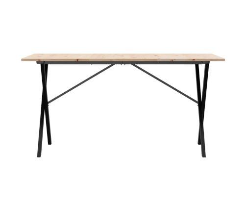 Virtuves Galds, X-Rāmis, 140X80X75 Cm, Priedes Koks, Čuguns Vidaxl