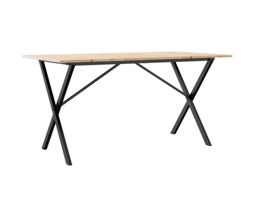 Virtuves Galds, X-Rāmis, 140X80X75 Cm, Priedes Koks, Čuguns Vidaxl