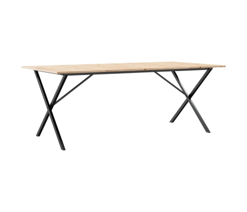 vidaXL virtuves galds, X-rāmis, 200x100x75 cm, priedes koks, čuguns