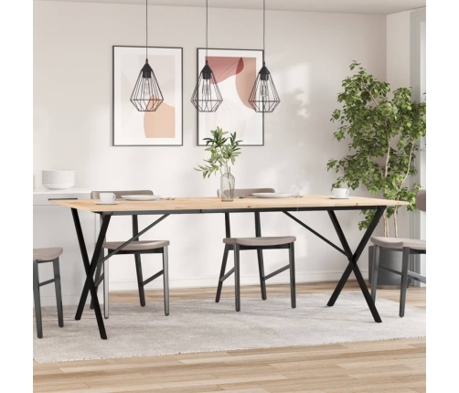vidaXL virtuves galds, X-rāmis, 200x100x75 cm, priedes koks, čuguns