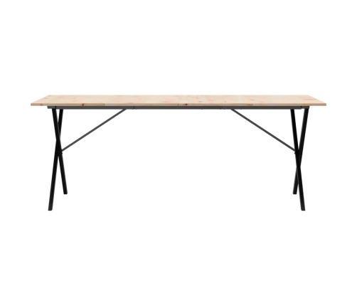 vidaXL virtuves galds, X-rāmis, 200x100x75 cm, priedes koks, čuguns