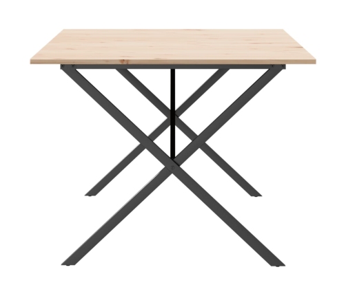 vidaXL virtuves galds, X-rāmis, 200x100x75 cm, priedes koks, čuguns