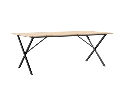 vidaXL virtuves galds, X-rāmis, 200x100x75 cm, priedes koks, čuguns