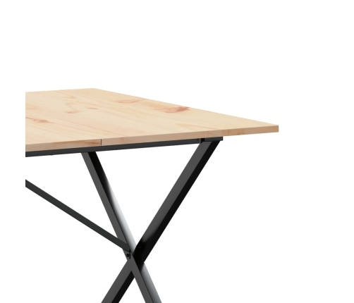 vidaXL virtuves galds, X-rāmis, 200x100x75 cm, priedes koks, čuguns