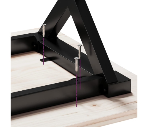 vidaXL virtuves galds, X-rāmis, 200x100x75 cm, priedes koks, čuguns