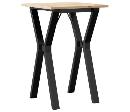 vidaXL virtuves galds, Y-rāmis, 50x50x75 cm, priedes koks, čuguns