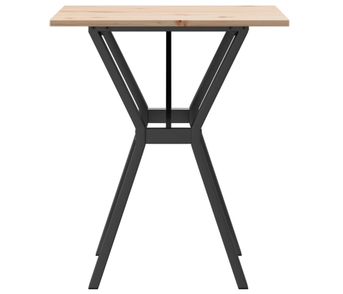 vidaXL virtuves galds, Y-rāmis, 70x70x75 cm, priedes koks, čuguns