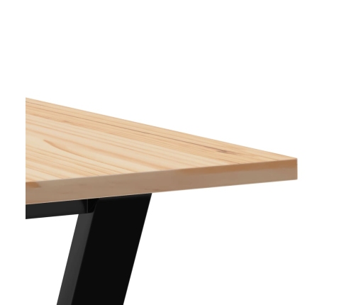 vidaXL virtuves galds, Y-rāmis, 70x70x75 cm, priedes koks, čuguns