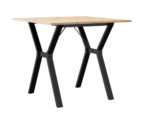 vidaXL virtuves galds, Y-rāmis, 80x80x75 cm, priedes koks, čuguns