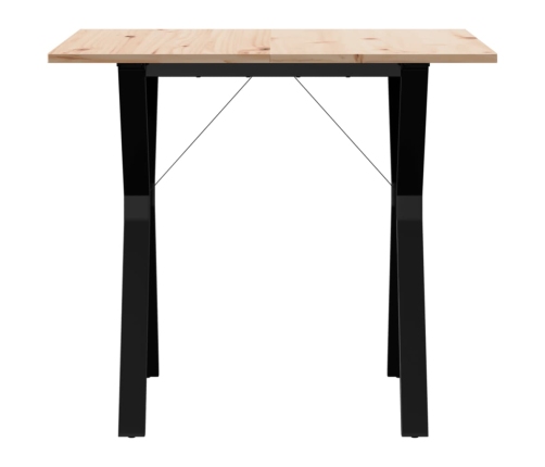 vidaXL virtuves galds, Y-rāmis, 80x80x75 cm, priedes koks, čuguns