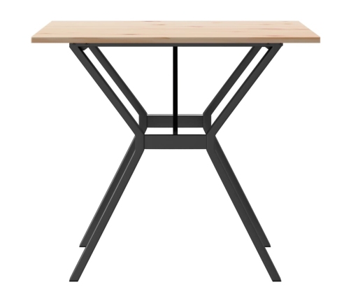 vidaXL virtuves galds, Y-rāmis, 80x80x75 cm, priedes koks, čuguns