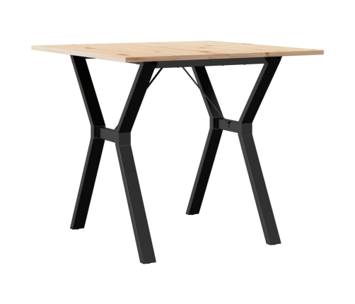 vidaXL virtuves galds, Y-rāmis, 80x80x75 cm, priedes koks, čuguns