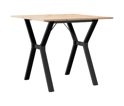 vidaXL virtuves galds, Y-rāmis, 90x90x75 cm, priedes koks, čuguns