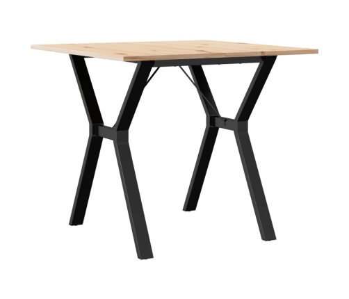 vidaXL virtuves galds, Y-rāmis, 90x90x75 cm, priedes koks, čuguns