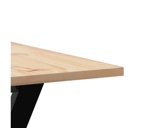 vidaXL virtuves galds, Y-rāmis, 90x90x75 cm, priedes koks, čuguns