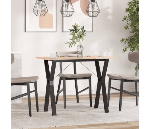 vidaXL virtuves galds, Y-rāmis, 100x50x75 cm, priedes koks, čuguns