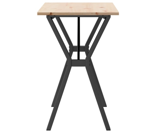 vidaXL virtuves galds, Y-rāmis, 100x50x75 cm, priedes koks, čuguns