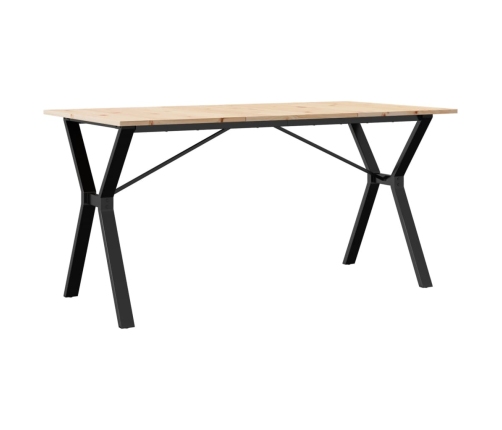 vidaXL virtuves galds, Y-rāmis, 140x80x75 cm, priedes koks, čuguns