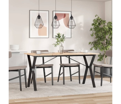 vidaXL virtuves galds, Y-rāmis, 140x80x75 cm, priedes koks, čuguns