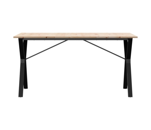 vidaXL virtuves galds, Y-rāmis, 140x80x75 cm, priedes koks, čuguns