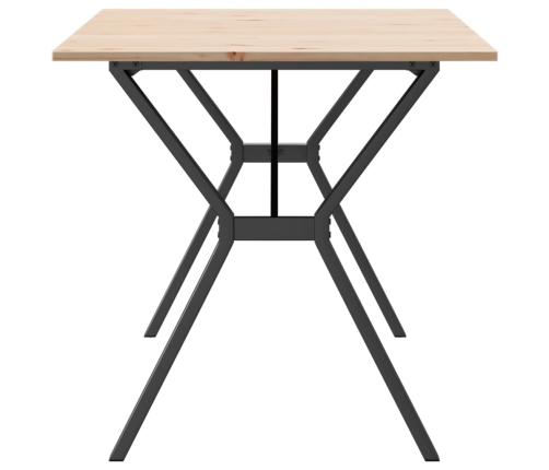 vidaXL virtuves galds, Y-rāmis, 140x80x75 cm, priedes koks, čuguns