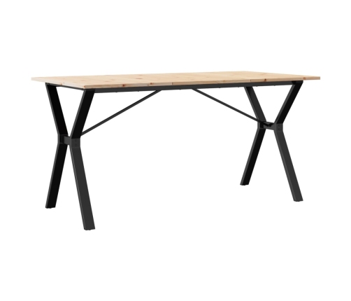 vidaXL virtuves galds, Y-rāmis, 140x80x75 cm, priedes koks, čuguns