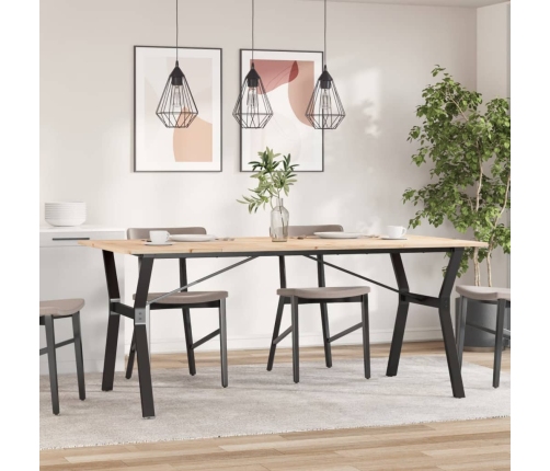 vidaXL virtuves galds, Y-rāmis, 180x90x75 cm, priedes koks, čuguns