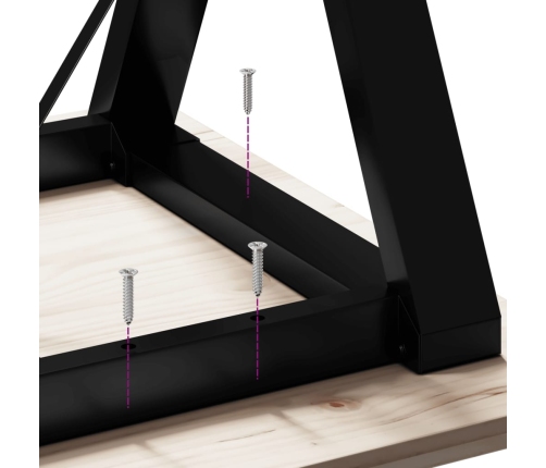 vidaXL virtuves galds, Y-rāmis, 180x90x75 cm, priedes koks, čuguns