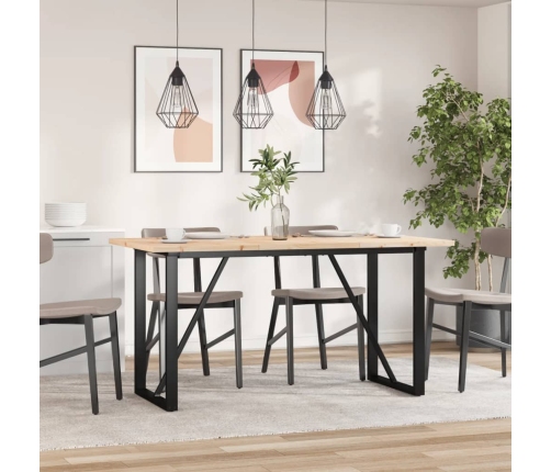 vidaXL virtuves galds, O-rāmis, 160x80x75,5 cm, priedes koks, čuguns