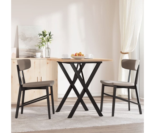 vidaXL virtuves galds, X-rāmis, 70x70x75,5 cm, priedes koks, čuguns