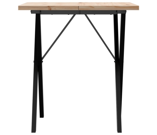 vidaXL virtuves galds, X-rāmis, 70x70x75,5 cm, priedes koks, čuguns