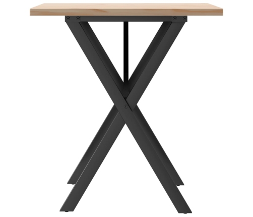 vidaXL virtuves galds, X-rāmis, 70x70x75,5 cm, priedes koks, čuguns