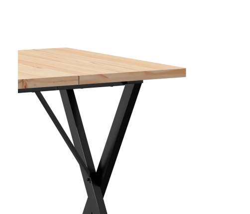 vidaXL virtuves galds, X-rāmis, 70x70x75,5 cm, priedes koks, čuguns