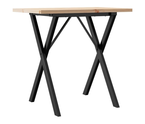 vidaXL virtuves galds, X-rāmis, 80x50x75,5 cm, priedes koks, čuguns