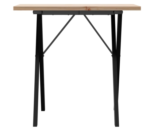 vidaXL virtuves galds, X-rāmis, 80x50x75,5 cm, priedes koks, čuguns