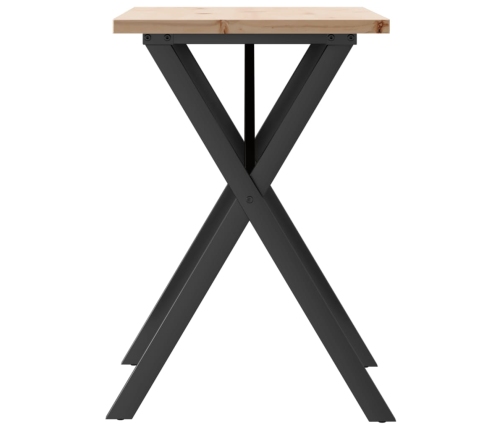 vidaXL virtuves galds, X-rāmis, 80x50x75,5 cm, priedes koks, čuguns