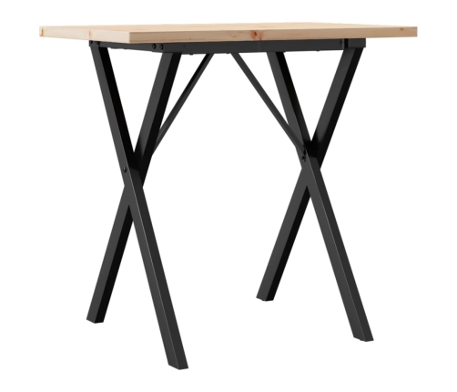 vidaXL virtuves galds, X-rāmis, 80x50x75,5 cm, priedes koks, čuguns